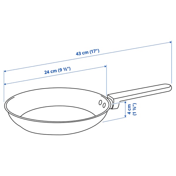 MIDDAGSMAT Frying pan, non-stick coating/stainless steel, 24 cm