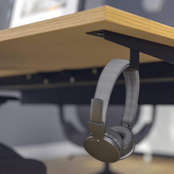 MITTZON Desk, oak veneer/black, 120x80 cm