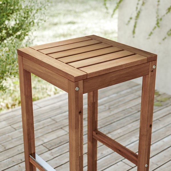 NÄMMARÖ Bar stool, outdoor, light brown stained