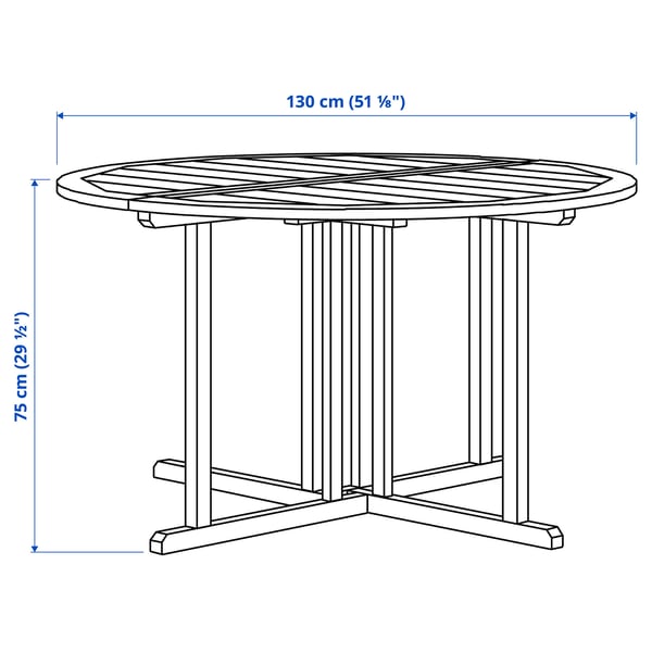 NÄMMARÖ Table+4 reclining chairs, outdoor, light brown stained, 130 cm