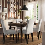 NÄSINGE / BERGMUND Table and 4 chairs, dark brown stained beech veener/Orrsta light grey black, 130/190x80 cm