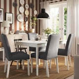 NÄSINGE / BERGMUND Table and 4 chairs, white/Gunnared medium grey white, 130/190x80 cm