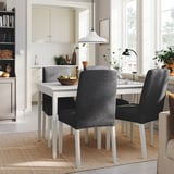 NÄSINGE / BERGMUND Table and 4 chairs, white/Gunnared medium grey white, 130x80 cm