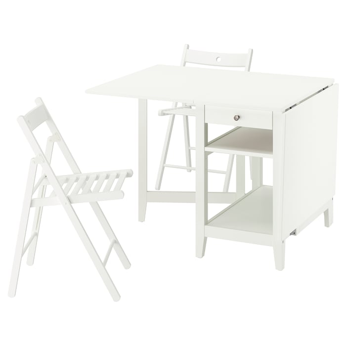 NÄSINGE / FRÖSVI table and 2 chairs, gateleg table white/folding white ...