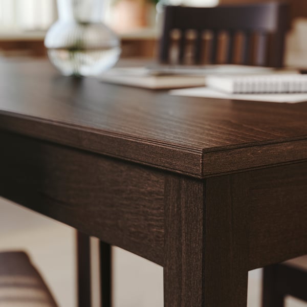 NÄSINGE / HÖGVED Table and 4 chairs, dark brown stained beech veneer/birch veneer, 130x80 cm