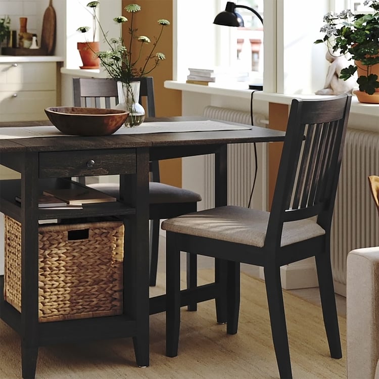 NÄSINGE / NÄSINGE table and 2 chairs, gateleg table dark brown stained ...