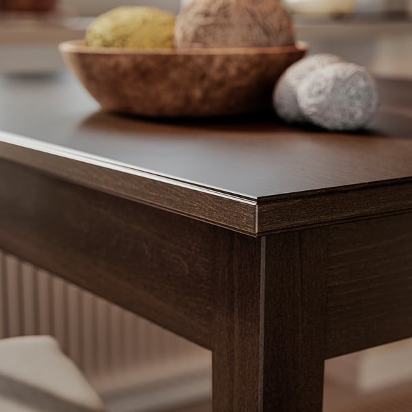 NÄSINGE Table, dark brown stained/beech veneer, 80x60 cm