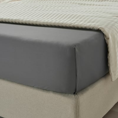 NATTJASMIN Flat sheet, dark grey, Double/Queen