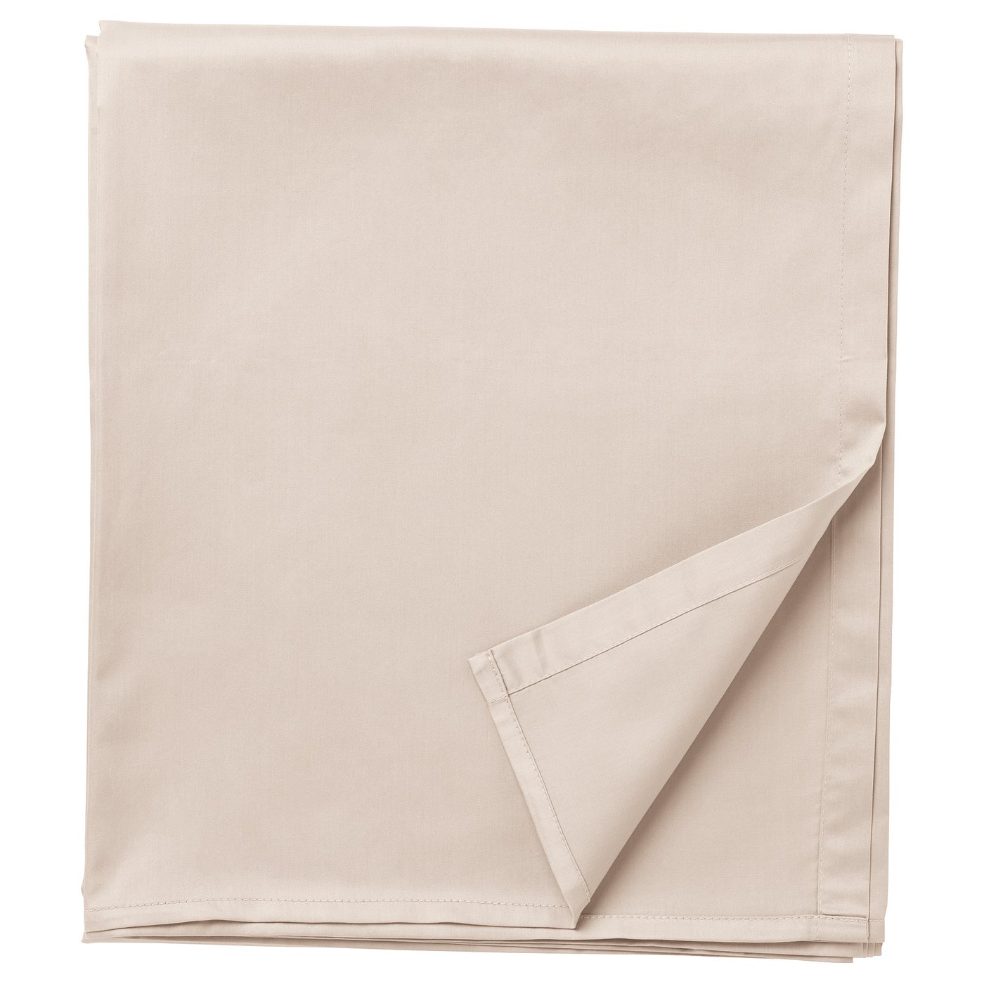 Folded NATTJASMIN bed sheet, beige, cotton/lyocell blend, smooth texture, simple, elegant design.
