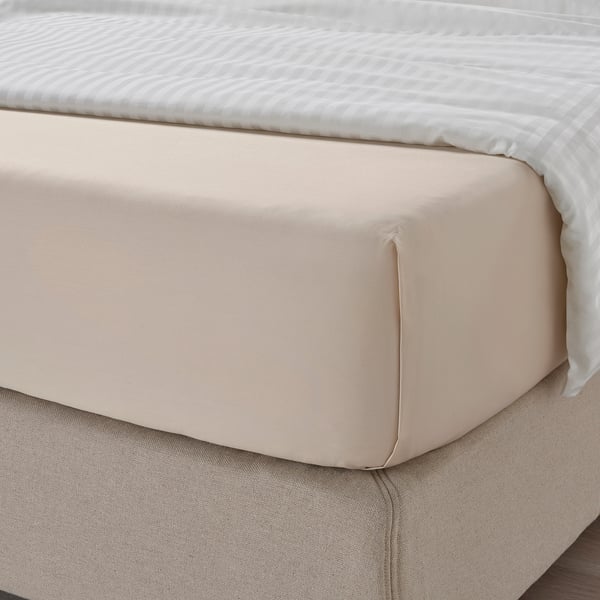 NATTJASMIN Flat sheet, light beige, Double/Queen