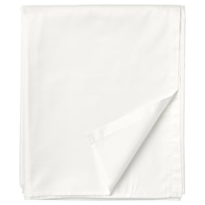 A neatly folded white NATTJASMIN sheet set, featuring a smooth, lustrous sateen weave with 60% cotton and 40% lyocell.
