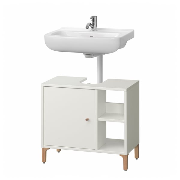 NORSÄLVEN / BJÖRKÅN Wash-stnd w door/wash-basin/tap, white, 60x32x55 cm