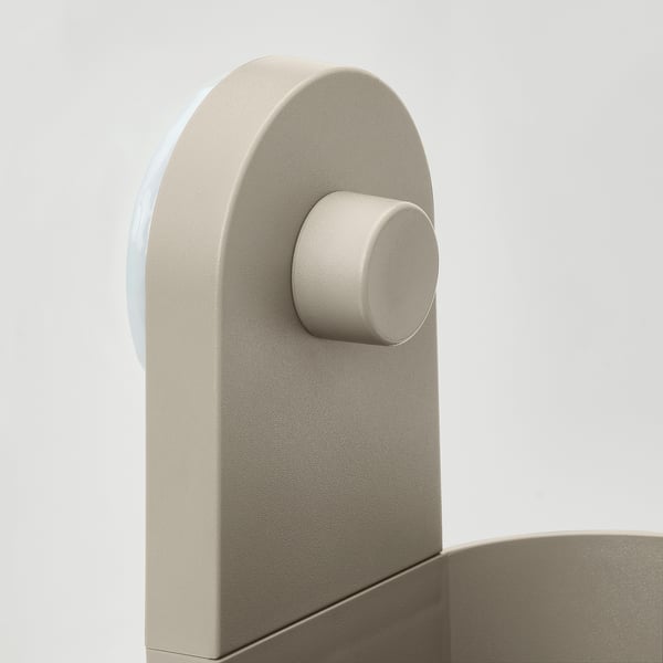 ÖBONÄS Container with suction cup, grey-beige