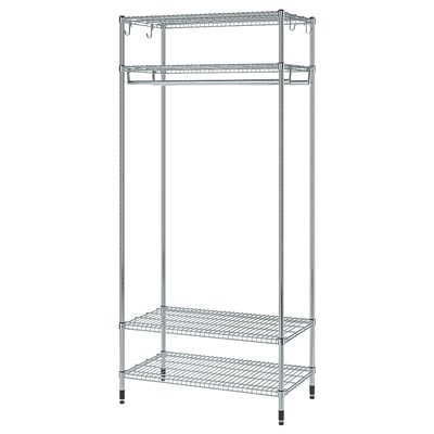 OMAR Shelving unit with clothes rail, galvanised, 92x50x201 cm