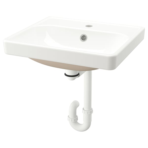 ORRSJÖN Semi-recessed wash-basin w watr trp, white, 50x44 cm