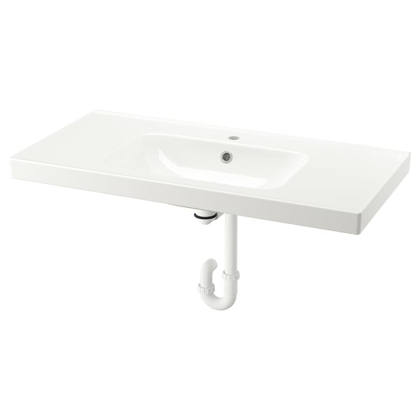 ORRSJÖN Wash-basin with water trap, white, 102x49 cm