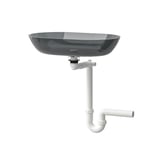 OXMYREN dark grey glass basin, sleek modern design, tempered glass bowl on base ring.