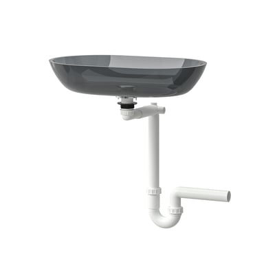 OXMYREN Countertop wash-basin, glass/dark grey, 56x35 cm