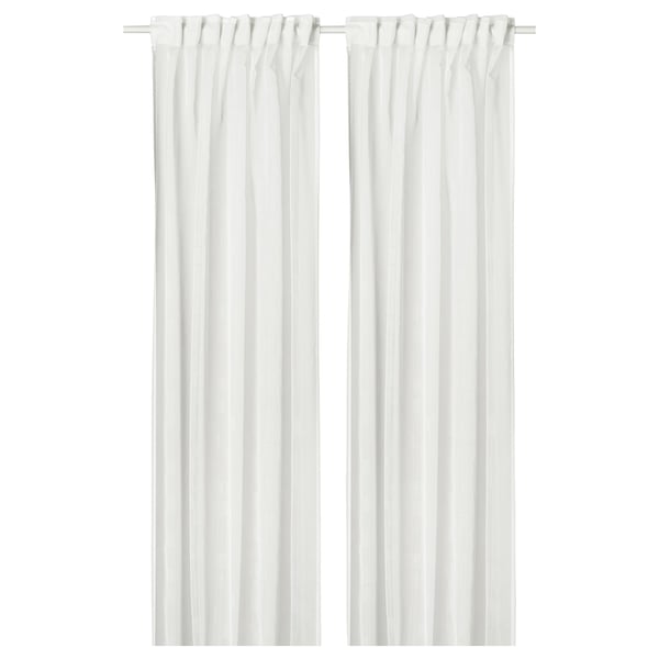 PALPLJUNGMAL Sheer curtains, 1 pair, white white/check pattern with heading tape, 145x250 cm