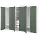 PAX / GRIMO Wardrobe combination, white/grey-green, 300x60x201 cm