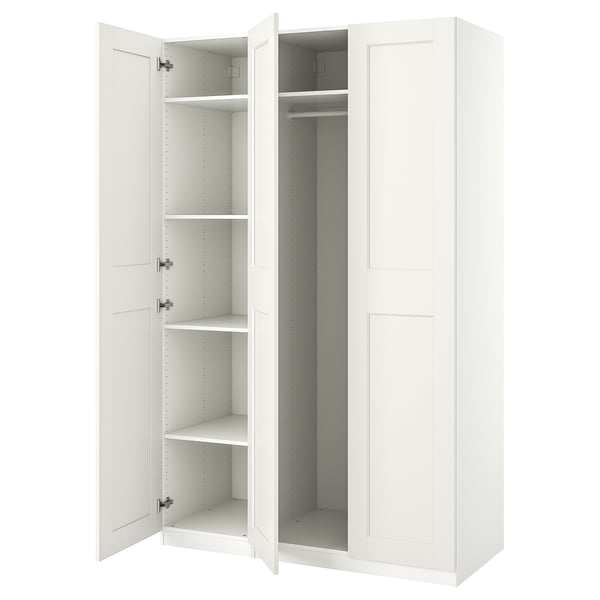 PAX / GRIMO Wardrobe combination, white/white, 150x60x236 cm
