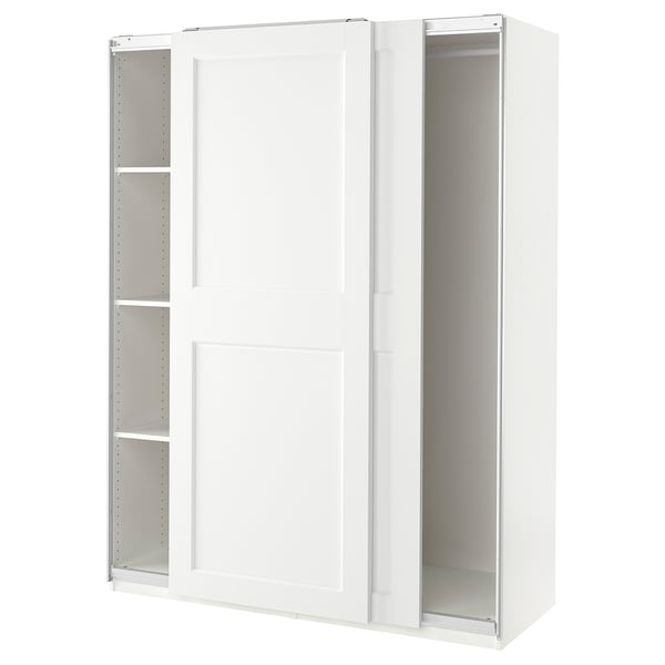 PAX / GRIMO Wardrobe with sliding doors, white/white, 150x66x201 cm