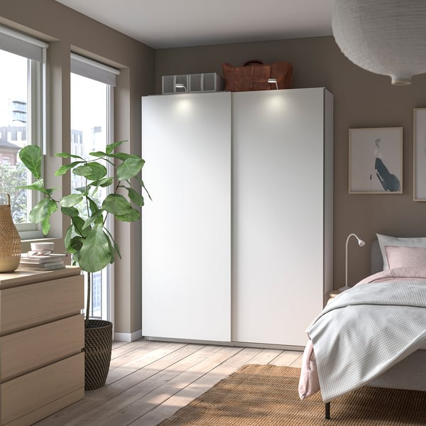 PAX / HASVIK Wardrobe combination, white/white, 150x43x201 cm
