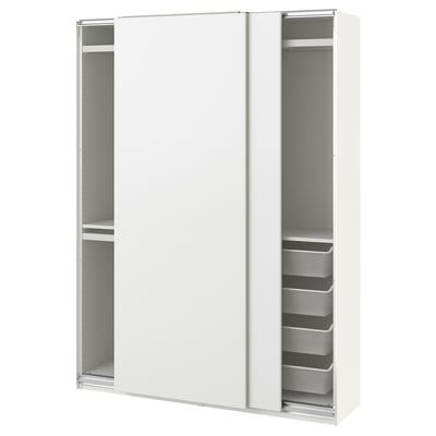 PAX / HASVIK Wardrobe combination, white/white, 150x43x201 cm