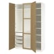 PAX / TONSTAD Wardrobe combination, white/oak veneer glass, 150x60x236 cm