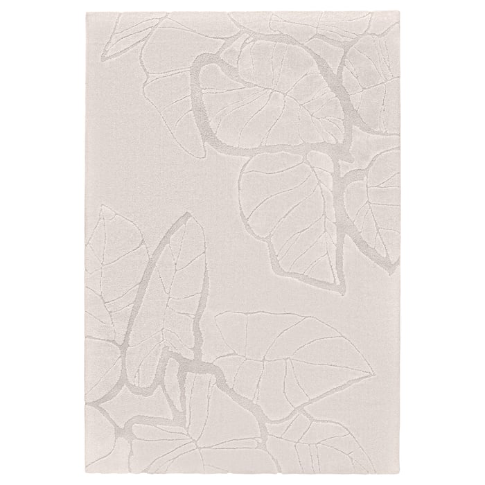 PELARKÖRSBÄR rug, low pile, light beige/leaf pattern, 160x230 cm