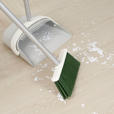 PEPPRIG Dustpan/broom, grey/green