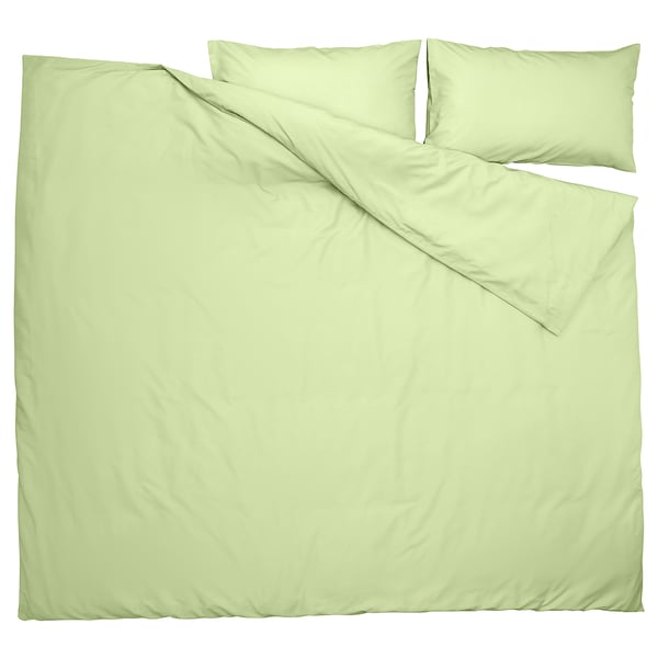 PILTANDVINGE Duvet cover and 2 pillowcases, light green, 240x220/50x80 cm