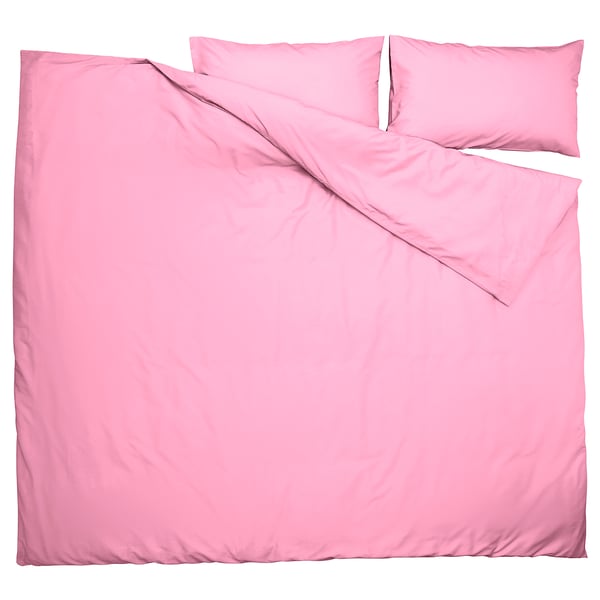 PILTANDVINGE Duvet cover and 2 pillowcases, pink, 200x200/50x80 cm