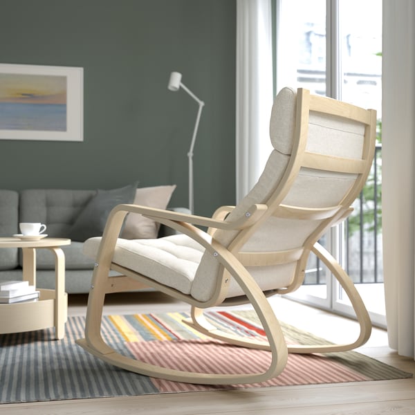 POÄNG Rocking-chair, birch veneer/Gunnared beige