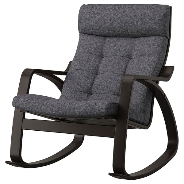 POÄNG Rocking-chair, black-brown/Gunnared dark grey