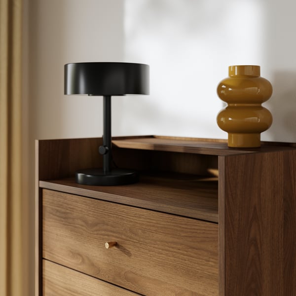 RÅDMANSÖ Chest of 5 drawers, brown walnut effect, 70x48x132 cm