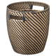 RÅGKORN woven basket, black and natural, round with handles, for plants or storage.