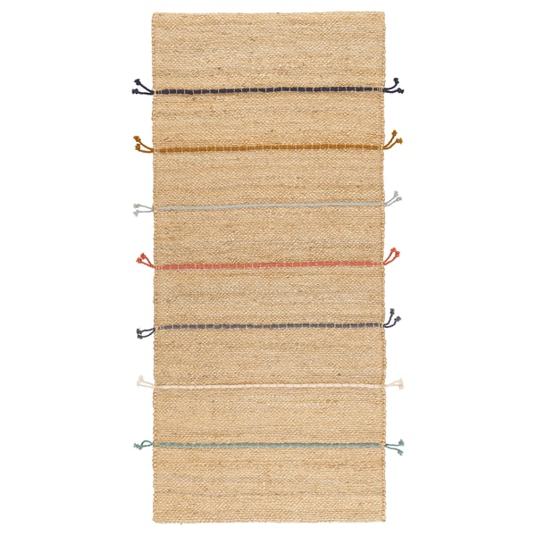 RAKLEV Rug, flatwoven, handmade natural/multicolour, 70x160 cm