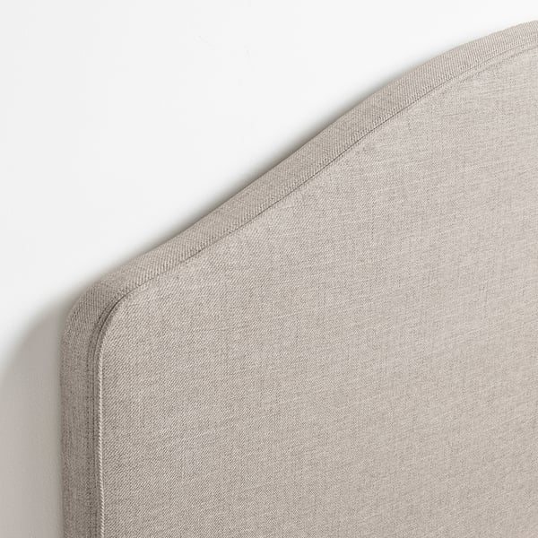 RAMNEFJÄLL Upholstered bed frame, Kilanda light beige/Luröy, Queen