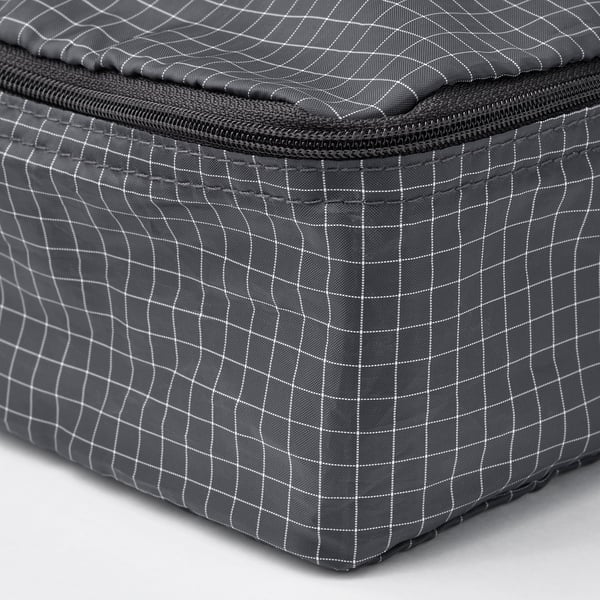 RENSARE Clothes bag, set of 3, check pattern/grey black