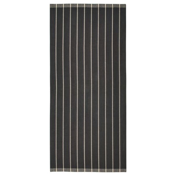 RIDSTIG Rug, flatwoven, grey/off-white, 80x180 cm