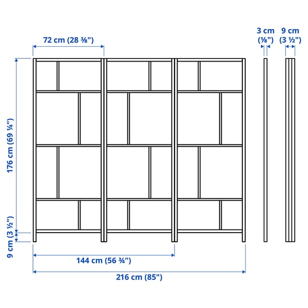 RISÖR Room divider, white/black, 216x185 cm