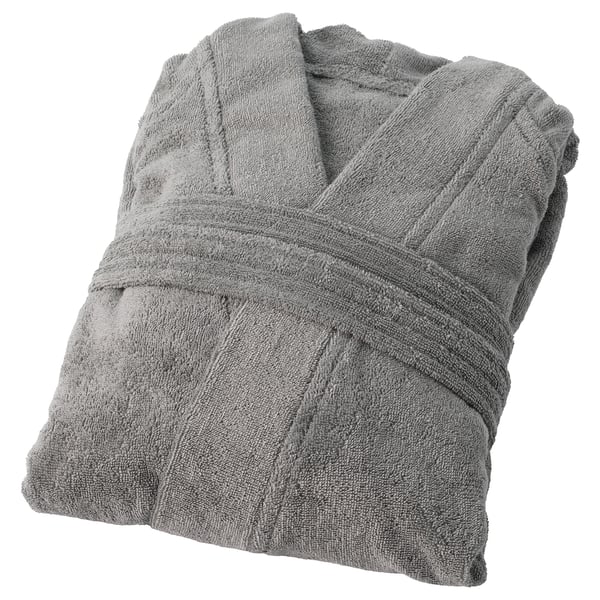 ROCKÅN Bath robe, grey, S/M