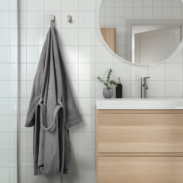 ROCKÅN Bath robe, grey, S/M