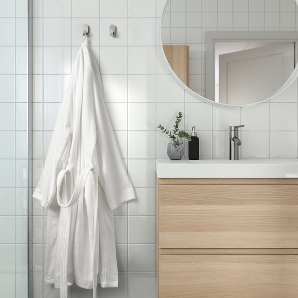ROCKÅN Bath robe, white, S/M