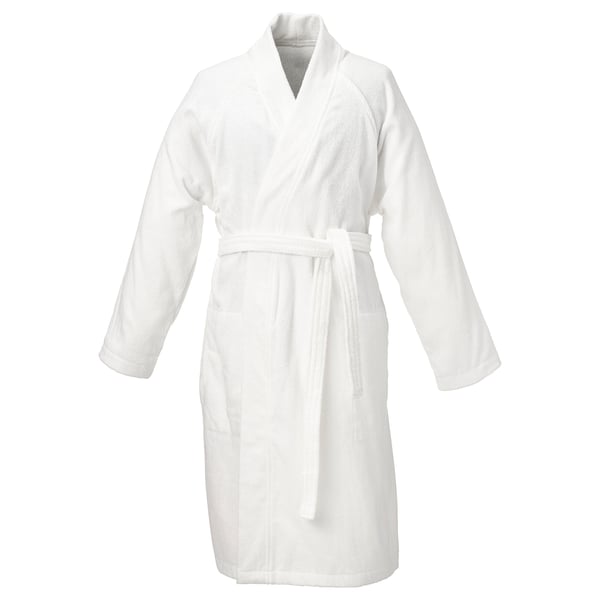 ROCKÅN Bath robe, white, S/M