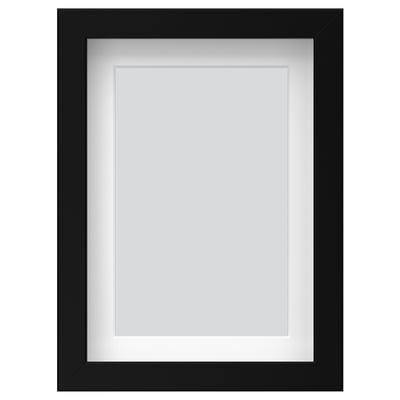 Black RÖDALM picture frame, rectangular, with white mat, versatile display options, modern sleek design.