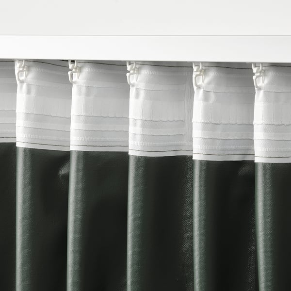ROSENMANDEL Block-out curtains, 1 pair, dark green/with heading tape, 135x250 cm