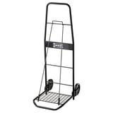Black ikea RULLEBÖR trolley with handles, mesh platform, and wheels, suitable for heavy loads.