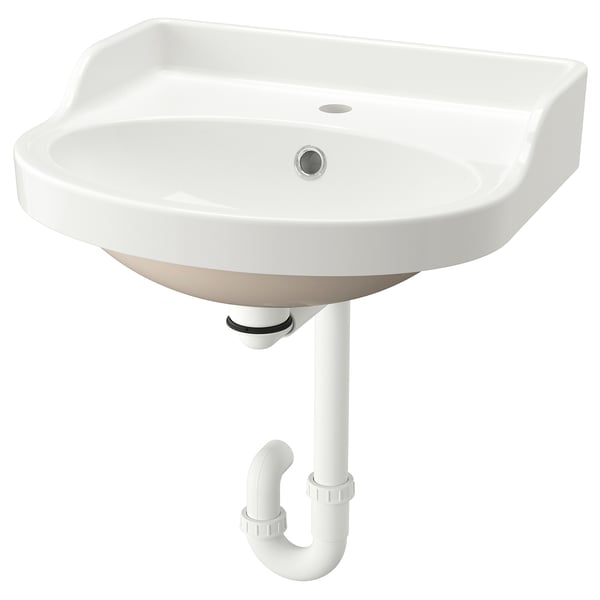 RUTSJÖN Semi-recessed wash-basin w watr trp, white, 50x44 cm